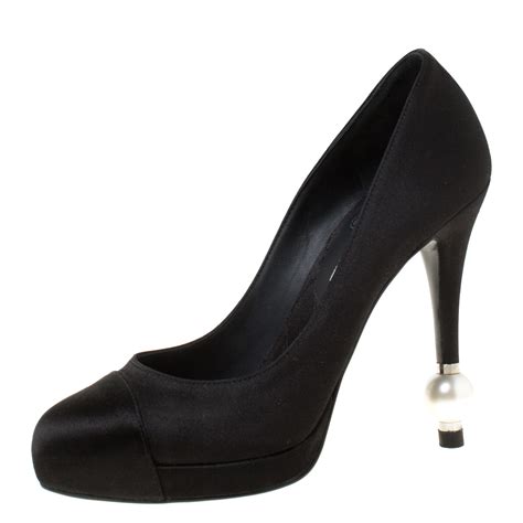 chanel shoes black pumps|chanel pumps with pearl heel.